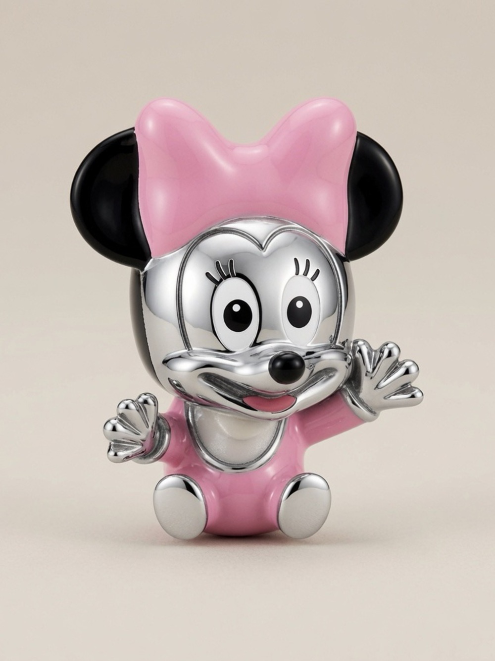 Pink and Silver Minnie Mouse charm compatible with Pandora bracelet
